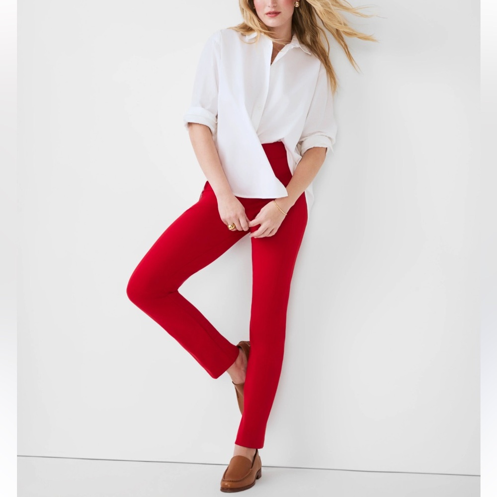 SPANX Bright Red Slim Streight Leg High Rise Pants - Inseam 30”
